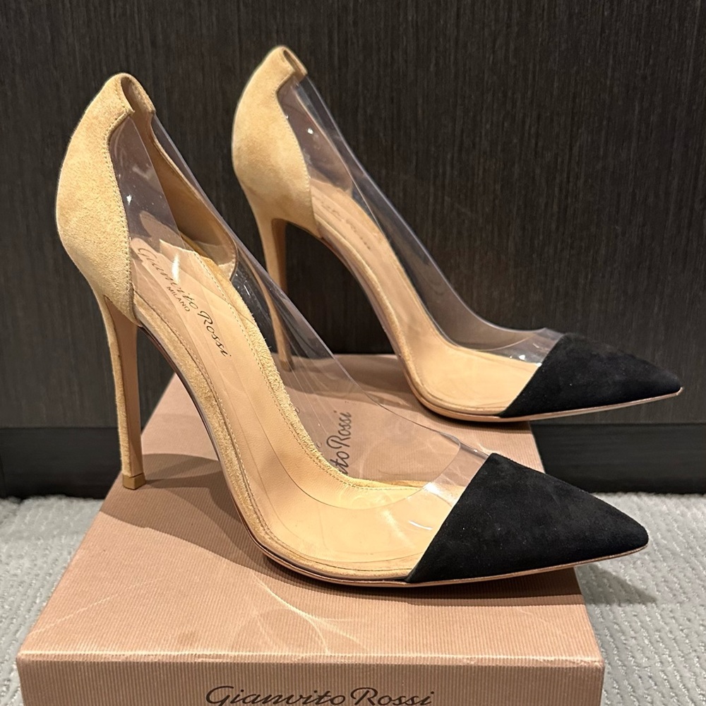 Authentic Gianvito Rossi Plexi suede pumps sz 41